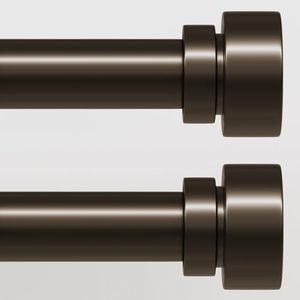 Lootkell 2 Pack Modern Brown Curtain Rods Set for Windows 72 to 144 Inches Adjustable Length Heavy Duty 1" Diameter Window Curtain Rod with Decorative Finials for Outdoor Bedroom Kitchen Living Room