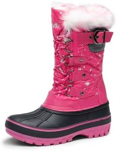 DREAM PAIRS Girls Faux Fur Lined Insulated Waterproof Winter Snow Boots Fuchsia Kriver-1 Size 6 M US Big Kid