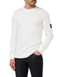 Calvin Klein Jeans Men's Badge Waffle LS TEE J30J323485 L/S Knit Tops, White (Bright White), M