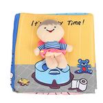 BabyMoo Potty Time Activity Cloth Book - Soft, Crinkle Pages for Sensory Play, Washable & Water-Resistant - Ideal Baby & Toddler Learning Toy, Ideal Gift for Ages 3 Months and Up