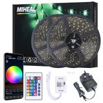 Ubanner 20M WiFi Wireless Smart Phone Controlled Led Strip Light Kit with CE Listed Power Supply Waterproof SMD 5050 300leds RGB Music LED Light Strip Work with Android, iOS and Alexa(Black Band)