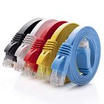 Cat 6 Ethernet Cable 5ft 5 Pack (at a Cat5e Price but Higher Bandwidth) Flat Internet Network Cable - Cat6 Ethernet Patch Cable Short - Computer LAN Cable with Snagless RJ45 Connectors