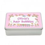 Girls Personalised Storage Jewellery Box Tin, Girls Gift, Birthday Present, Room accessories Hair Tin