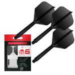 TARGET Darts K Flex Integrated Dart Flight and Shaft, No.6 Black (Medium) | Pack of 3 K-Flex - No 6, Precision Moulded 2-in-1 Dart Flights and Dart Stem | Professional Dart Accessories