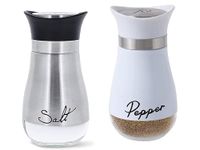 Afrodite Salt & Pepper Shakers Set, Refillable Stainless Steel Salt Pepper Container Spice Shakers Bottle for Home Kitchen, Restaurant, Picnic