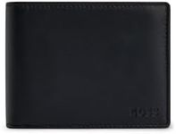 BOSS Mens Arezzo Embossed-Logo Wallet in Grained Leather, Black, One Size
