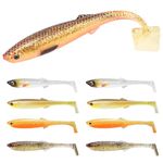 TRUSCEND Hand-Painted Soft Fishing Lures 10PCS, Paddle Tail Swimbaits, Fishing Lures for Bass Trout Crappie Walleye, Durable Plastic Bait for Bass Fishing, Shad Fishing Bait for Freshwater Saltwater