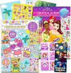 Create a Scene Sticker Book Set - Bundle with 2 Activity Books with 400+ Stickers Featuring Disney Princesses and Hello Kitty Plus Coloring Pages, More | Sticker Activity Book for Girls 6-8