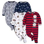 Gerber baby-boys 4 Pack Sleep 'N Play Footie, Sports Blue, 0-3 Months