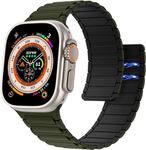 Croiky Magnetic Sport Watch Band Compatible with Apple Watch Ultra 2/Ultra Band for 49mm|46mm|45mm|44mm|42mm, Wrist Solo Loop Strap for iwatch Series 10 9 8 7 6 5 SE2 4 3 2 1 - Green|Black