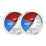 Solimeta 2 Inch Barbecue Thermometer, BBQ Smoker, Grill Thermometer, Smoke Temperature Gauge, Stainless Steel Temp Gauge, 2 Pack