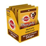 Pedigree Meat Jerky Stix Adult Dog Treat, Grilled Liver, 4 Packs (4 x 60g)