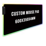 Personalized RGB LED Gaming Mouse Pad with Photo Text Thickness: 4mm Customized Cute Gaming Mousepad Custom Mouse Mat for Office Desk Personalised Gifts Presents for Woman Men Students, 23.6x13.8 inch