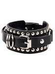 Punk Leather Bracelet for Women Black Braided Cuff Bracelet Retro Handmade Wide Belt Wristband for Men(black)