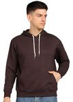 Alan Jones Clothing Men's Solid Hoodies Sweatshirt (Dark Brown_L)