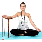 HealthAndYoga® Yoga Meditation Danda – Wooden Carved Arm Rest Pole with Brass Inlays (1.5 feet)-Mala Japa, Dhyana, Swara Breath Manipulation & Pranayama practice- Ancient Device used by Yogis & Sadhus