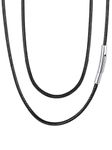 FaithHeart Braided Leather 2MM/3MM Necklace Cord for Men with Stainless Steel Snap Clasp, Waterproof Woven Wax Rope Chain for Pendant with Delicate Gift Box, Length 20 Inches, Leather
