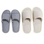 6 Pair of Open Toe Breathable Slippers,Solid Color Casual Slippers,Spa Slippers for Guests, Hotel, Travel, Unisex Universal Size Washable (3 beige medium size+3 gray large size)