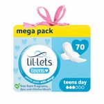 Lil-Lets Teens Day Pads X 70, Petite Towels For Girls & Teenagers, With Wings, For Light to Medium Flow, Unscented, Soft & Breathable, First Period Sanitary Towels, 5 Packs of 14 Pads - Bulk Pack
