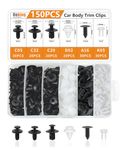 Uoking 150 PCS Car Body Trim Clips - 6 Types Car Plastic Mounting Fixing Set, Car Auto Trim Clips Universal Retainer Fasteners with Nylon Rivets for Car Bumper Door Panel and Fender