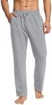 DIBAOLONG Mens Yoga Sweatpants Open Bottom Workout Joggers Pants Loose Drawstring Lounge Pajama Pants with Pockets Light Gray XXL