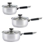 Viners Everyday 3 Piece Stainless Steel Sauce Pan Set With Glass Lids