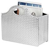 HofferRuffer Magazine Basket Holder, Foldable Magazine Rack, Document File Holder Organizer, File Folder, Newspaper Storage Bin Organizer for Home or Office (Silver)