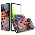 for Galaxy S20 FE 6.5" Wallet Case with Card Slot Holder Credit Card IDs Cash Cover Dual Laye Shockproof Protective Soft Silicone Rugged Phone Cases for Samsung Galaxy S20 FE 5G, Dog Paw Print Beach