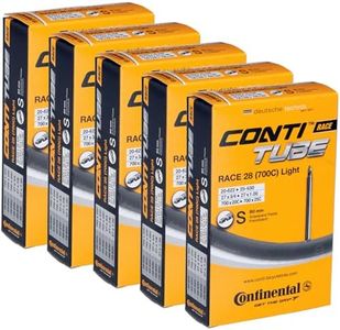Continental Race 28 Light 700x20-25c Bicycle Inner Tubes, 80mm Long Presta Valve - 5 Pack w/Decal