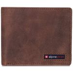 alpine swiss Nolan Mens RFID Protected Bifold Wallet Genuine Leather Comes in a Gift Box Distressed Brown
