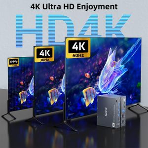 Dual Monitor KVM Switch USB-C & HDMI – 4K@60Hz, 2 Computers, 4 USB 3.0, 80W PD, Wired Remote