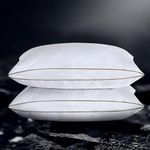 UNIKOME Goose Feather and Down Pillows,Oval Gusseted Feather Down Pillow for Sleeping, 100% Cotton Pillow Cover, Standard Size, Set of 2