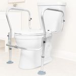 Vive Toilet Safety Rail Frame - Toilet Grab Bars for Elderly, Disabled - Assist Support Rails with Padded Handles - Stand Alone for Bathroom - Adjustable Non Slip for Adults, Seniors, Handicapped