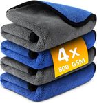 Airlab Microfiber Car Drying Towels 800GSM Thick Plush Cleaning Cloths Auto Detailing Quick Dry Wash Cloth for Interior & Exterior Lint Free, Streak Free, 40 x 40 cm, 4 Pack