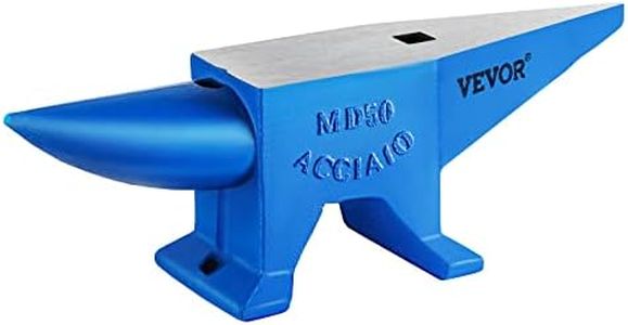 VEVOR Single Horn Anvil Cast Steel Anvil Blacksmith for Sale Forge Steel Tools with Round and Square Hole and Equipment Anvil Rugged Blacksmith Jewelers Durable and Robust Metal Working Tool 110Lbs