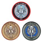 3 PCS Tactical Patch Compatible With Call of Duty Task Force 141 Sword & Skull Patch Hook and Loop Embroidery Morale Military Applique Patch for Backpacks,Clothes,Vest,Coat,Uniforms