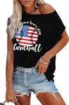 Deerose Women 4th of July Shirt Summer Short Sleeve American Flag Patriotic Tops, American Flag Baseball, Large