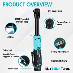 DURATECH 12V Cordless Ratchet Wrench 3/8" – 60Nm Torque, LED, Tool Bag