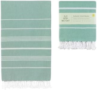 WETCAT Turkish Beach Blanket Sandproof (82"x82") 100% Turkish Cotton, Made in Turkey - Sand Free, Ultra Soft, Extra Large Throw for Picnic – Teal