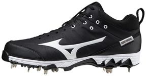 Mizuno Unisex-Adult 320631.9000.13.1000 9-Spike Men's Metal Baseball Cleat 10, Black-White (9000), 8 UK