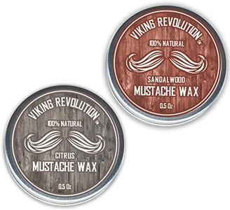 Viking Revolution Mustache Wax 2 Pack - Beard & Moustache Wax for Men - Strong Hold Helps Train Tame & Style (Citrus & Sandalwood, 2 pack)