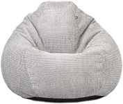 rucomfy Beanbags Waffle Slouchbag Adult Bean Bag Chair - Home Lounge & Bedroom Decor Seat Furniture - Durable & Machine Washable Fabric - 80 x 110cm (Platinum Grey, Beanbag Only)
