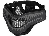 OneTigris X Storm Airsoft Mask Foldable Mesh Mask with Removable Shark Jaw Morale Patch, Black