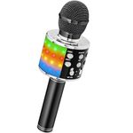 Ankuka Karaoke Wireless Microphone, 4 in 1 Handheld Bluetooth Microphones Speaker Karaoke Machine with Dancing LED Lights, Home KTV Player Compatible with Android & iOS Devices, Black