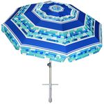 AMMSUN 7ft Heavy Duty Windproof Portable Beach Umbrella with Sand Anchor Vent Adjustable Height with Tilt Aluminum Pole, Portable UV 50+ Protection Carry Bag for Patio Garden Beach Pool Backyard