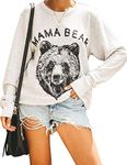 Blooming Jelly Womens Mama Bear Sweatshirt Crewneck Loose Fit Cute Long Sleeve Tops Graphic Ladies Fall Winter Shirts (Medium, Grey1)