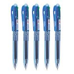 Hauser 4 In 1 Retractable Ball Pen Box | Durable Transparent Body | 4 Ink Colors In One Pen | Low Viscosity Ink System | Acu Flow Writing System | Blue, Black, Red & Green Ink, of 5 Pens