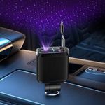 Starlight Retractable Car Charger, Starlight in Car Roof 4 in 1 Fast Car Phone Charger 66W, 2 Retractable Cables and USB C Car Charger Adapter, Compatible with iPhone 16/15/15 Pro Max/14/13