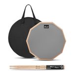 Sovvid 12 Inches Drum Pad and 5A Drum Sticks, Double Sided Snare Drum Practice Pad for Drummers, Silent Practice Drum Pad for Adults and Kids with Storage Bag - Gray