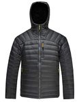 HARD LAND Men's Down Jacket Packable Puffer Jacket Water Resistant Hooded Insulated Lightweight Outdoor Down Jacket Charcoal Grey Size L